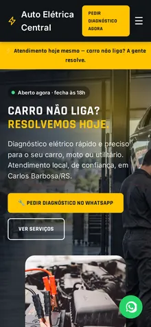 Captura mobile real da demo Auto Elétrica