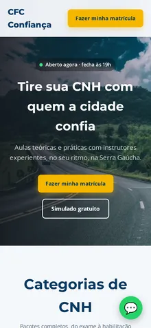 Captura mobile real da demo Autoescola / CFC