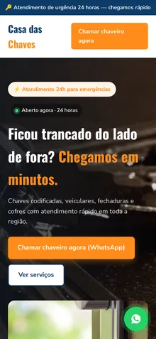 Captura mobile real da demo Chaveiro