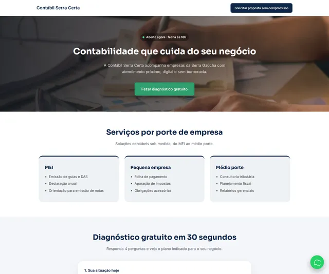 Captura desktop real da demo Escritório de Contabilidade