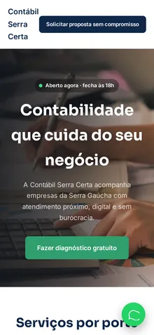 Captura mobile real da demo Escritório de Contabilidade