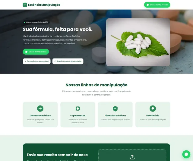 Captura desktop real da demo Farmácia de Manipulação