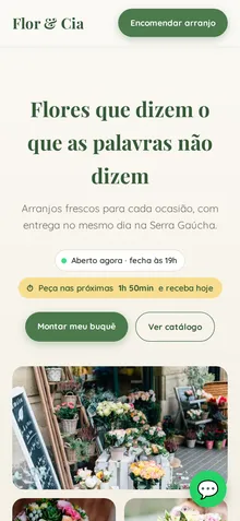 Captura mobile real da demo Floricultura