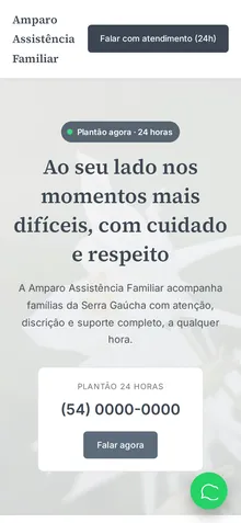 Captura mobile real da demo Funerária