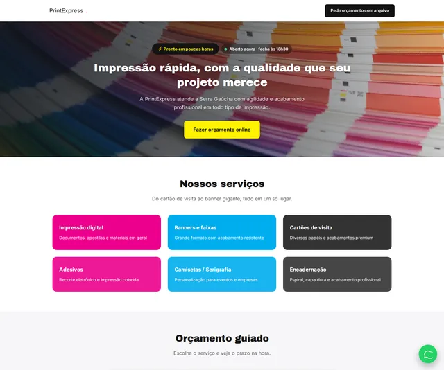 Captura desktop real da demo Gráfica Rápida e Copiadora