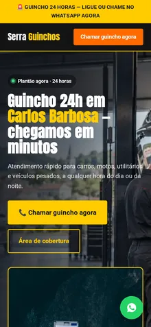 Captura mobile real da demo Guincho e Socorro Automotivo