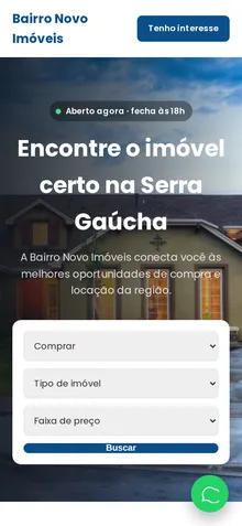 Captura mobile real da demo Imobiliária
