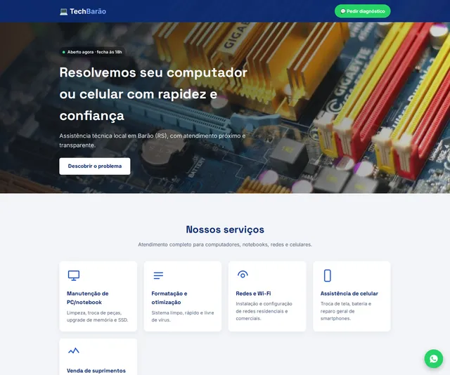 Captura desktop real da demo Informática e Assistência Técnica