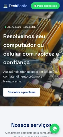 Captura mobile real da demo Informática e Assistência Técnica