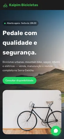 Captura mobile real da demo Loja de Bicicletas