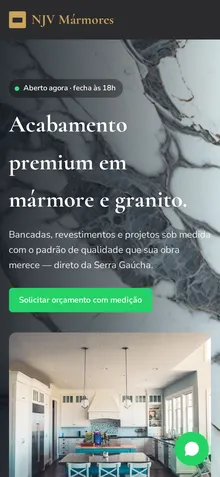 Captura mobile real da demo Marmoraria