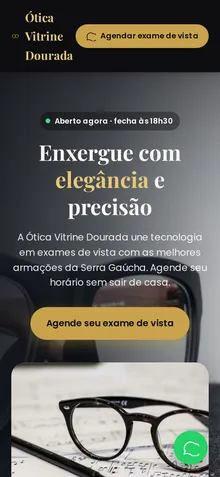 Captura mobile real da demo Ótica e Relojoaria