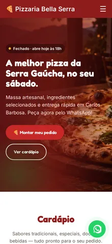 Captura mobile real da demo Pizzaria